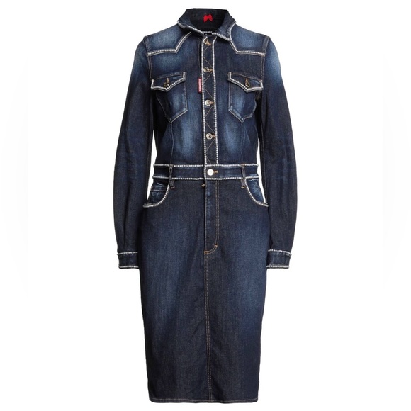 DSQUARED 2 DENIM PERALS MIDI DRESS - Picture 1 of 10